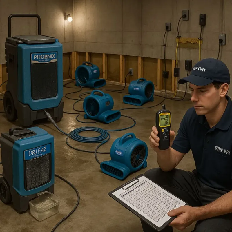 Structural Drying and Dehumidification process in Toquerville, UT